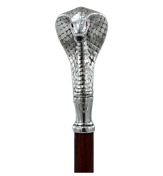 Canne Cobra en étain aux yeux rouges – vue principale détourée