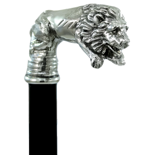 canne avec poignée en forme de lion