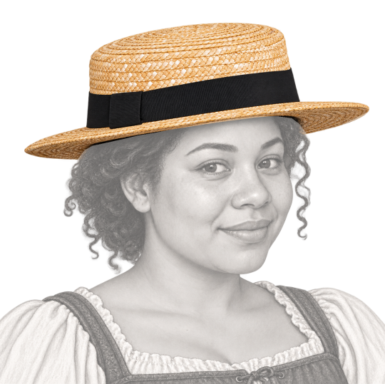 Canotier naturel porté par une jeune femme Renaissance