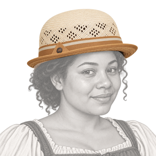 Chapeau melon paille - Leon Gold porté par une femme Renaissance