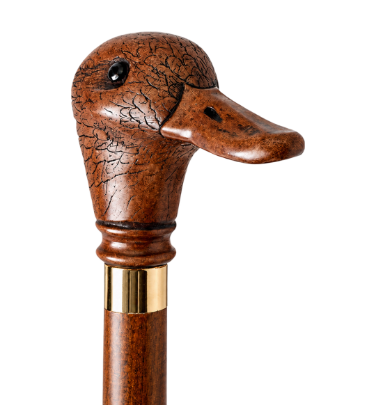 Canne de collection tête de canard Charles Buyers sur fond transparent