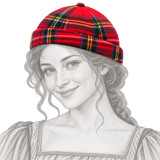 Miki tartan rouge porté par une femme Renaissance
