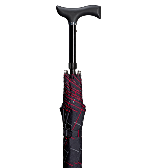 Parapluie-canne Stepbrella Gastrock à carreaux noir