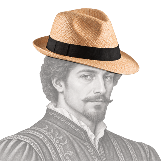 Fedora raphia porté par un homme Renaissance