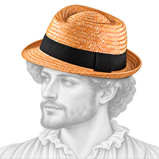 Trilby paille porté par un homme Renaissance