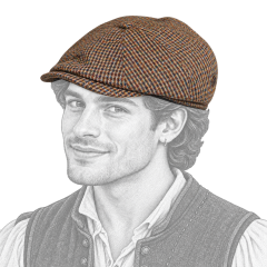 Chapeau porté par un jeune homme médiéval avec boucle d’oreille