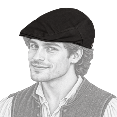Chapeau porté par un jeune homme médiéval avec boucle d’oreille