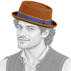 Chapeau porté par un jeune homme médiéval avec boucle d’oreille