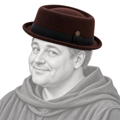 Chapeau porté par un moine médiéval sympathique