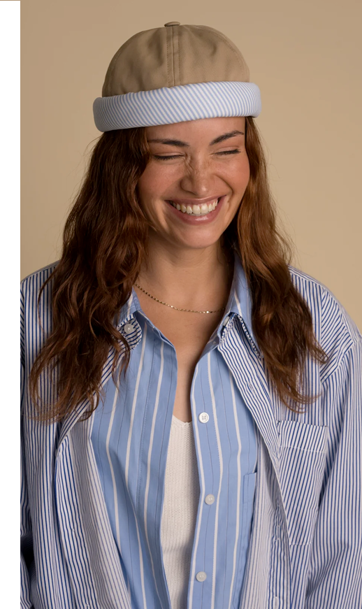 Chapeau docker Miki Sésame & Rayures - Béton Ciré