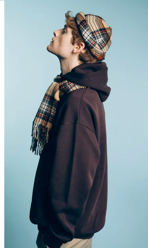 Bonnet docker MIKI TARTAN Béton Ciré en laine d’agneau